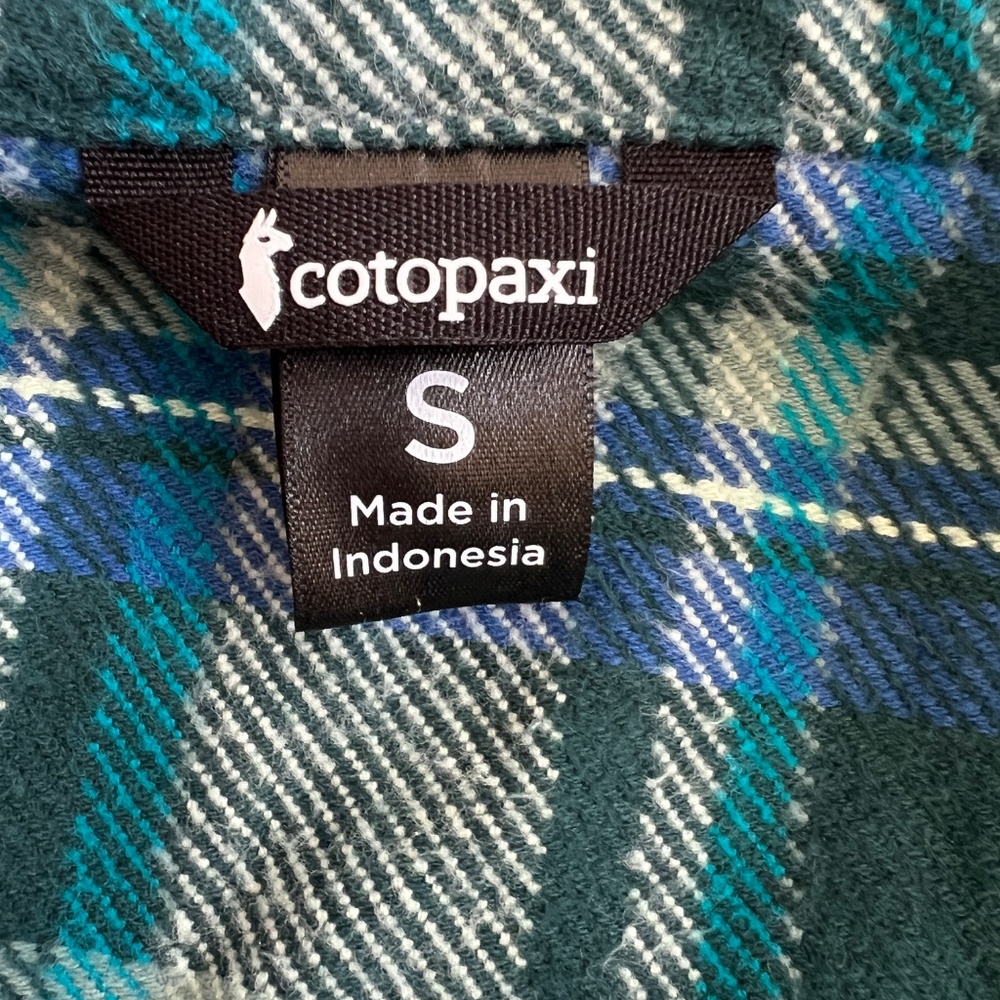 Cotopaxi Heavy Fleece Shirt Blue Green Plaid Size S 100% Cotton Chest Pockets - Picture 3 of 7